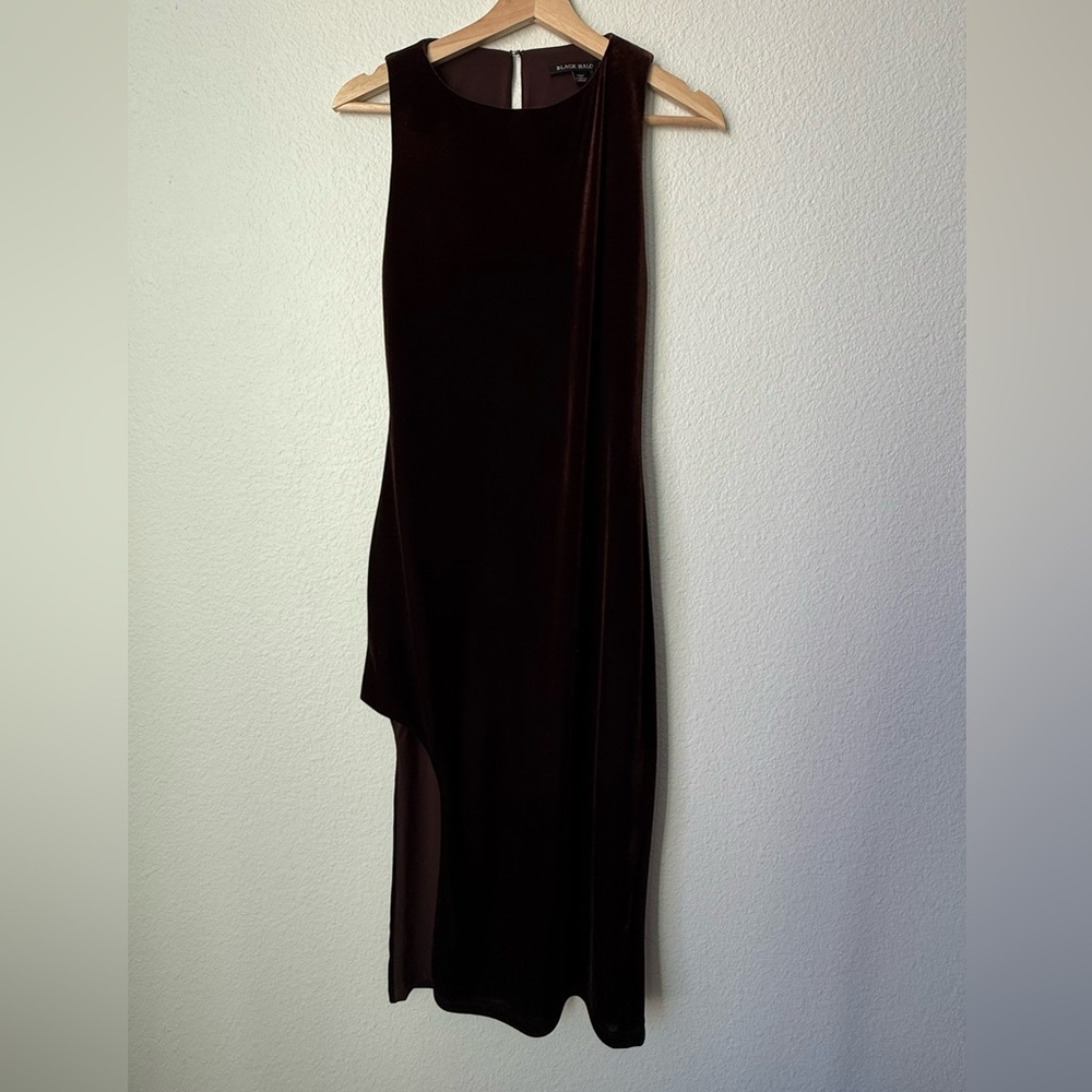 Black halo side slit dress